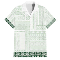 Samoa Siapo Green Trimmed Family Matching Short Sleeve Bodycon Dress and Hawaiian Shirt Samoa White Sunday LT01 Dad's Shirt - Short Sleeve Green - Polynesian Pride