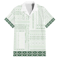 Samoa Siapo Green Trimmed Family Matching Summer Maxi Dress and Hawaiian Shirt Samoa White Sunday LT01 Dad's Shirt - Short Sleeve Green - Polynesian Pride