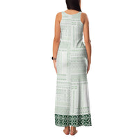 Samoa Siapo Green Trimmed Family Matching Tank Maxi Dress and Hawaiian Shirt Samoa White Sunday LT01 - Polynesian Pride