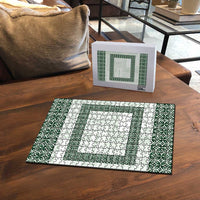 Samoa Siapo Green Trimmed Puzzle Samoa White Sunday - Polynesian Pride