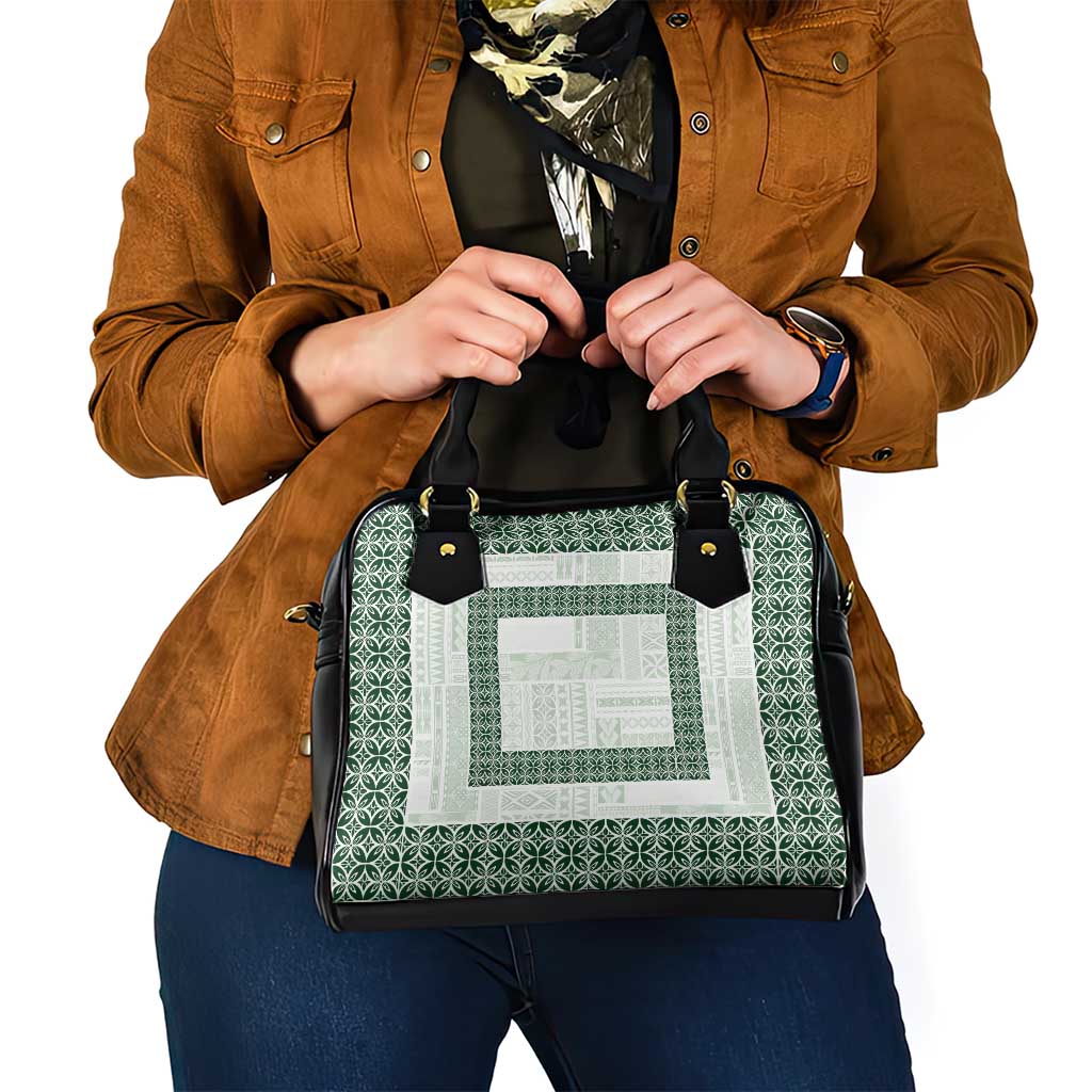 Samoa Siapo Green Trimmed Shoulder Handbag Samoa White Sunday - Polynesian Pride