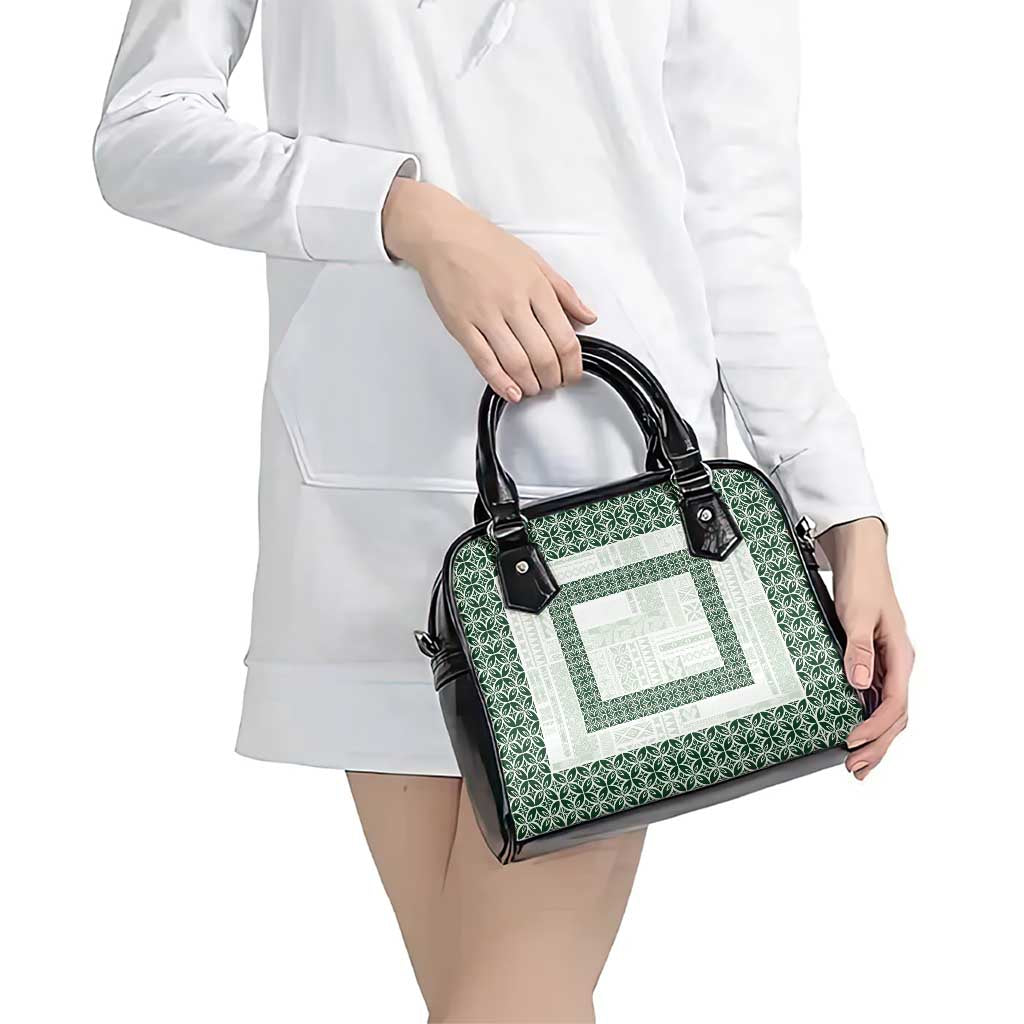 Samoa Siapo Green Trimmed Shoulder Handbag Samoa White Sunday - Polynesian Pride