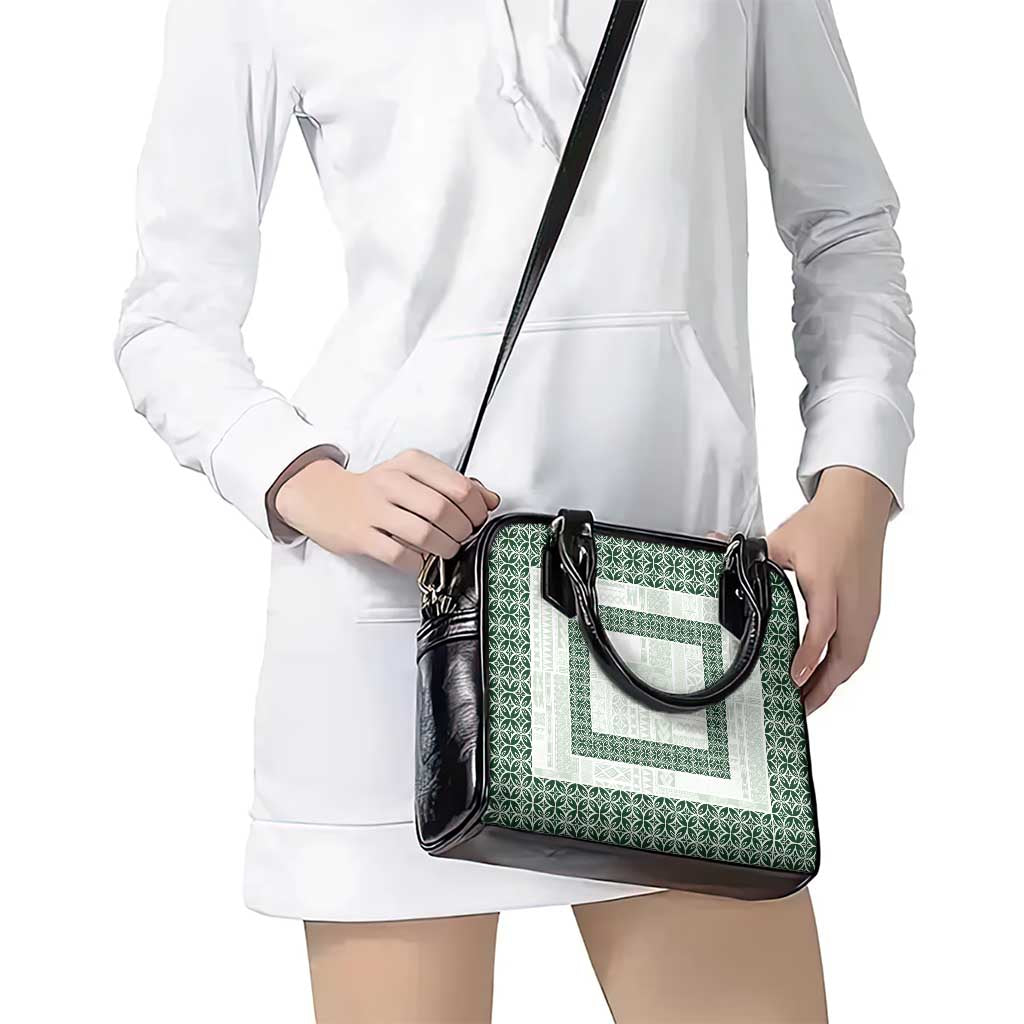 Samoa Siapo Green Trimmed Shoulder Handbag Samoa White Sunday - Polynesian Pride