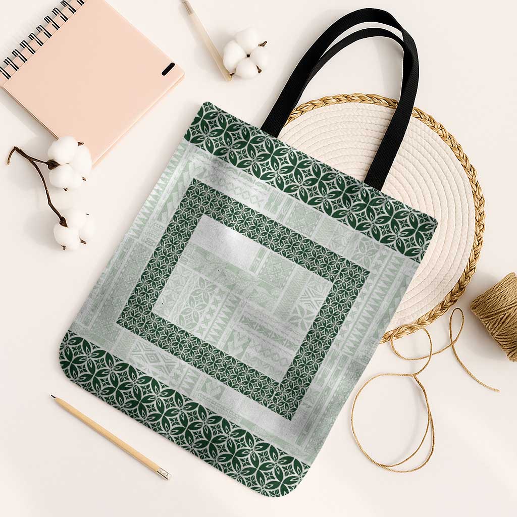 Samoa Siapo Green Trimmed Tote Bag Samoa White Sunday - Polynesian Pride