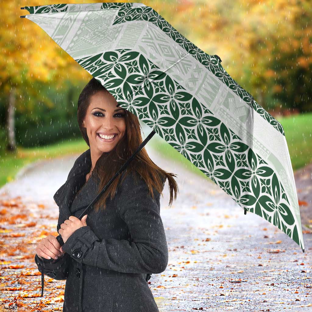 Samoa Siapo Green Trimmed Umbrella Samoa White Sunday - Polynesian Pride