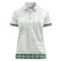 Samoa Siapo Green Trimmed Women Polo Shirt Samoa White Sunday - Polynesian Pride