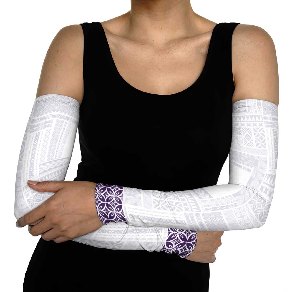 Samoa Siapo Purple Trimmed Arm Sleeves Samoa White Sunday - Polynesian Pride