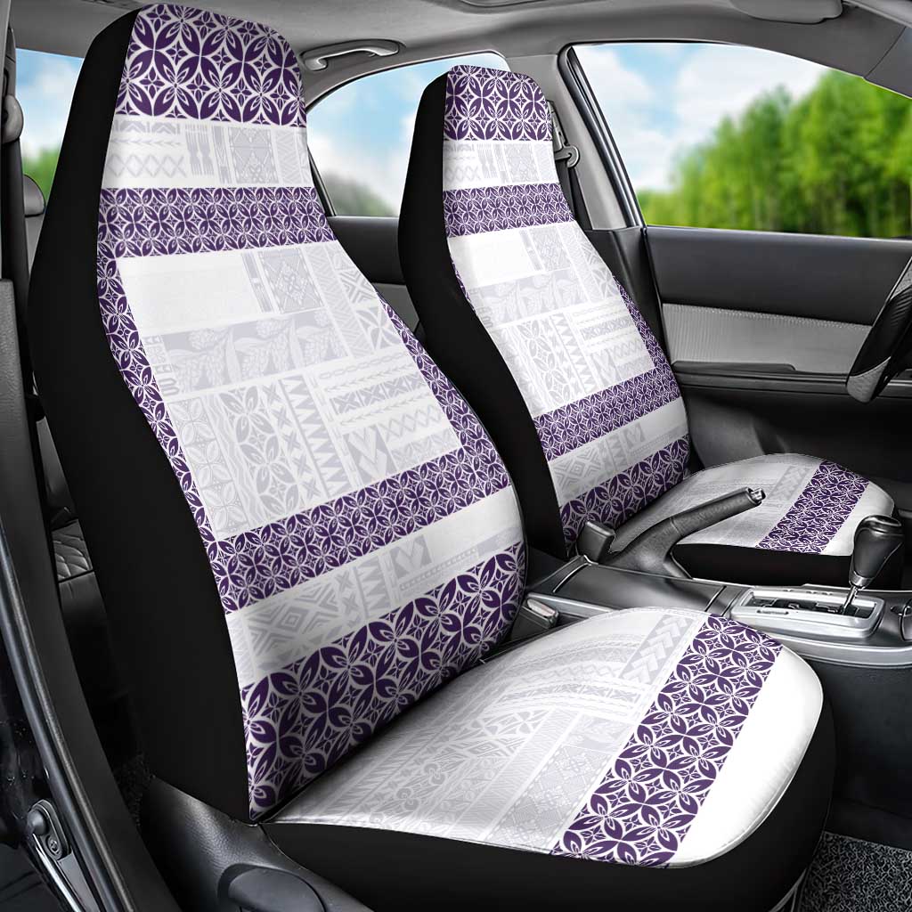 Samoa Siapo Purple Trimmed Car Seat Cover Samoa White Sunday LT01 - Polynesian Pride