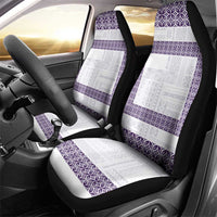 Samoa Siapo Purple Trimmed Car Seat Cover Samoa White Sunday LT01 - Polynesian Pride
