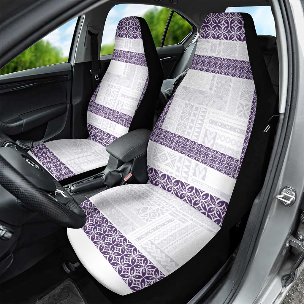 Samoa Siapo Purple Trimmed Car Seat Cover Samoa White Sunday LT01 - Polynesian Pride