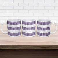 Samoa Siapo Purple Trimmed Ceramic Mug Samoa White Sunday - Polynesian Pride