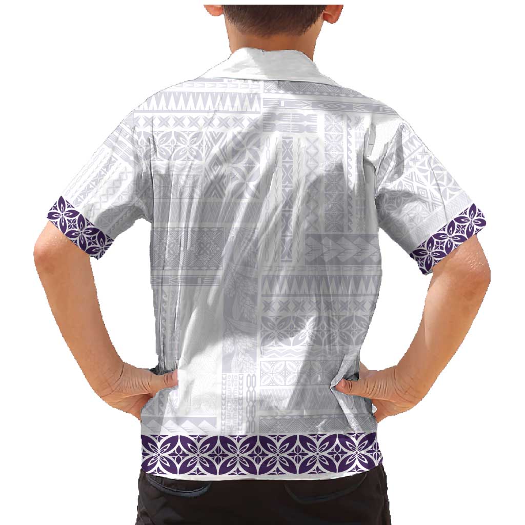 Samoa Siapo Purple Trimmed Family Matching Mermaid Dress and Hawaiian Shirt Samoa White Sunday LT01 - Polynesian Pride