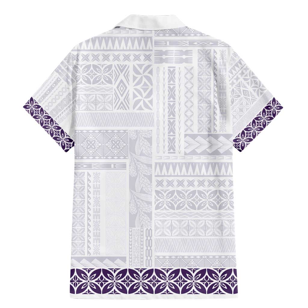Samoa Siapo Purple Trimmed Family Matching Mermaid Dress and Hawaiian Shirt Samoa White Sunday LT01 - Polynesian Pride