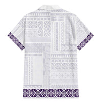 Samoa Siapo Purple Trimmed Family Matching Mermaid Dress and Hawaiian Shirt Samoa White Sunday LT01 - Polynesian Pride