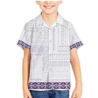 Samoa Siapo Purple Trimmed Family Matching Mermaid Dress and Hawaiian Shirt Samoa White Sunday LT01 Son's Shirt Purple - Polynesian Pride