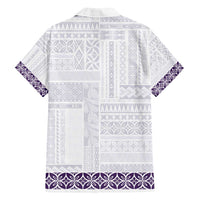 Samoa Siapo Purple Trimmed Family Matching Puletasi and Hawaiian Shirt Samoa White Sunday LT01 - Polynesian Pride