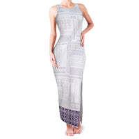 Samoa Siapo Purple Trimmed Family Matching Tank Maxi Dress and Hawaiian Shirt Samoa White Sunday LT01 Mom's Dress Purple - Polynesian Pride