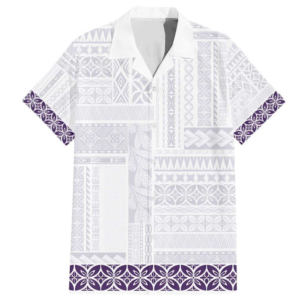 Samoa Siapo Purple Trimmed Hawaiian Shirt Samoa White Sunday LT01 Purple - Polynesian Pride