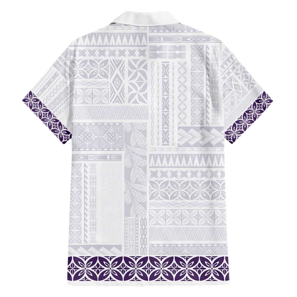 Samoa Siapo Purple Trimmed Hawaiian Shirt Samoa White Sunday LT01 - Polynesian Pride
