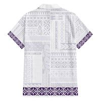 Samoa Siapo Purple Trimmed Hawaiian Shirt Samoa White Sunday LT01 - Polynesian Pride