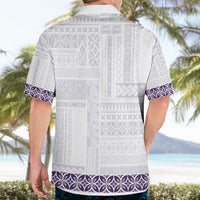 Samoa Siapo Purple Trimmed Hawaiian Shirt Samoa White Sunday LT01 - Polynesian Pride