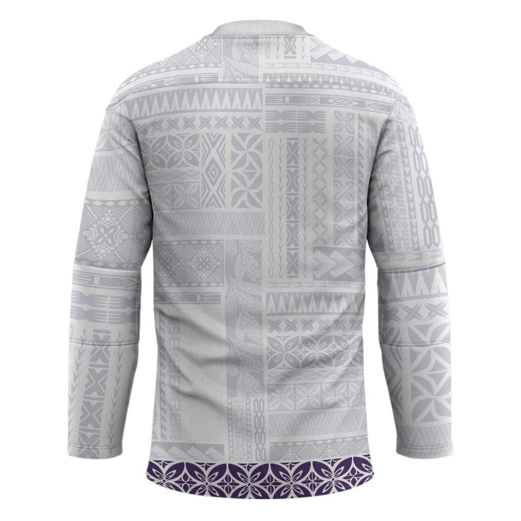 Samoa Siapo Purple Trimmed Hockey Jersey Samoa White Sunday - Polynesian Pride