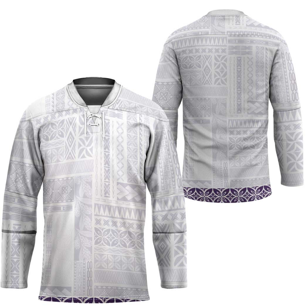 Samoa Siapo Purple Trimmed Hockey Jersey Samoa White Sunday - Polynesian Pride