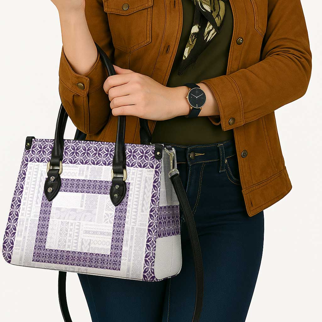 Samoa Siapo Purple Trimmed Leather Bag Samoa White Sunday - Polynesian Pride