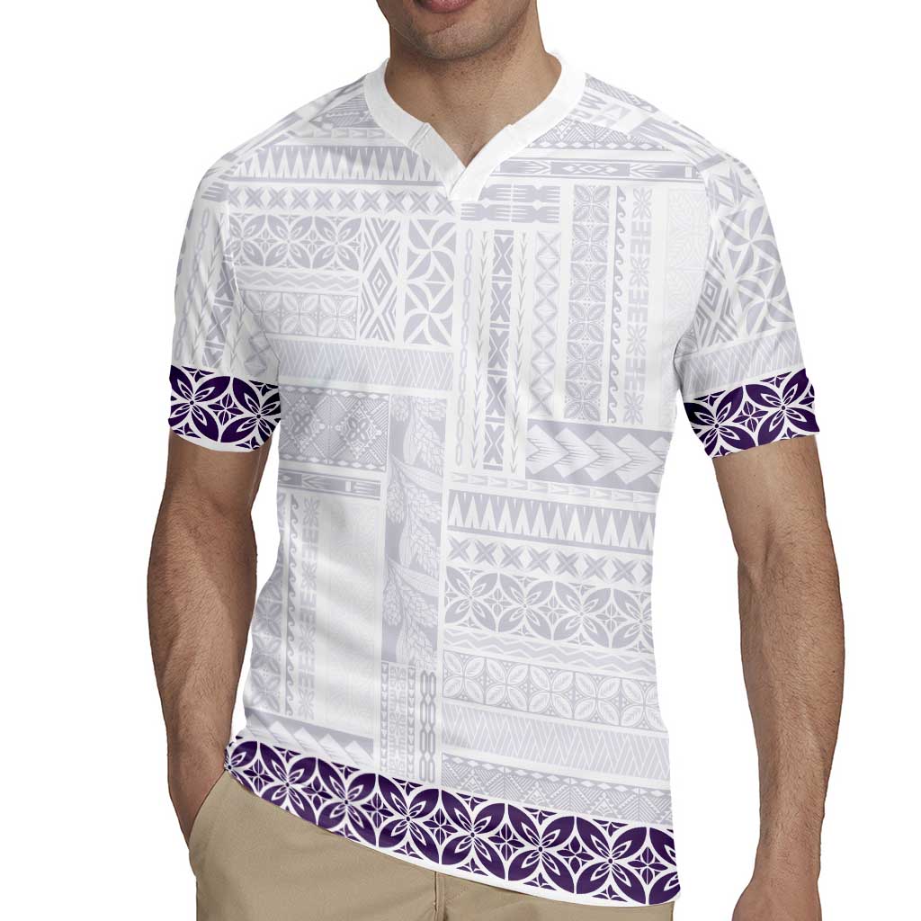 Samoa Siapo Purple Trimmed Rugby Jersey Samoa White Sunday - Polynesian Pride
