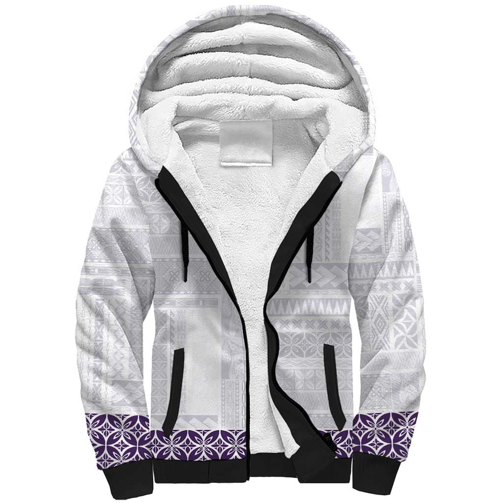 Samoa Siapo Purple Trimmed Sherpa Hoodie Samoa White Sunday LT01 Unisex Purple - Polynesian Pride