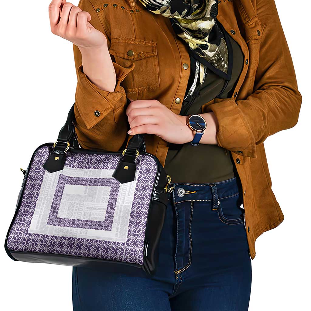 Samoa Siapo Purple Trimmed Shoulder Handbag Samoa White Sunday - Polynesian Pride