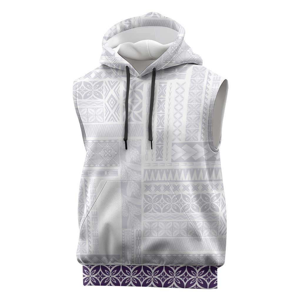 Samoa Siapo Purple Trimmed Sleeveless Hoodie Samoa White Sunday LT01 Purple - Polynesian Pride