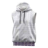 Samoa Siapo Purple Trimmed Sleeveless Hoodie Samoa White Sunday LT01 Purple - Polynesian Pride
