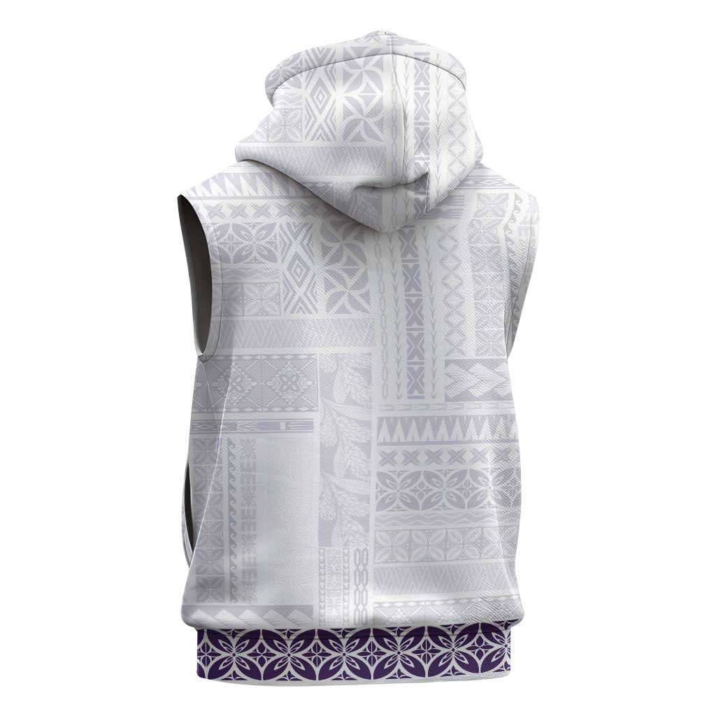 Samoa Siapo Purple Trimmed Sleeveless Hoodie Samoa White Sunday LT01 - Polynesian Pride