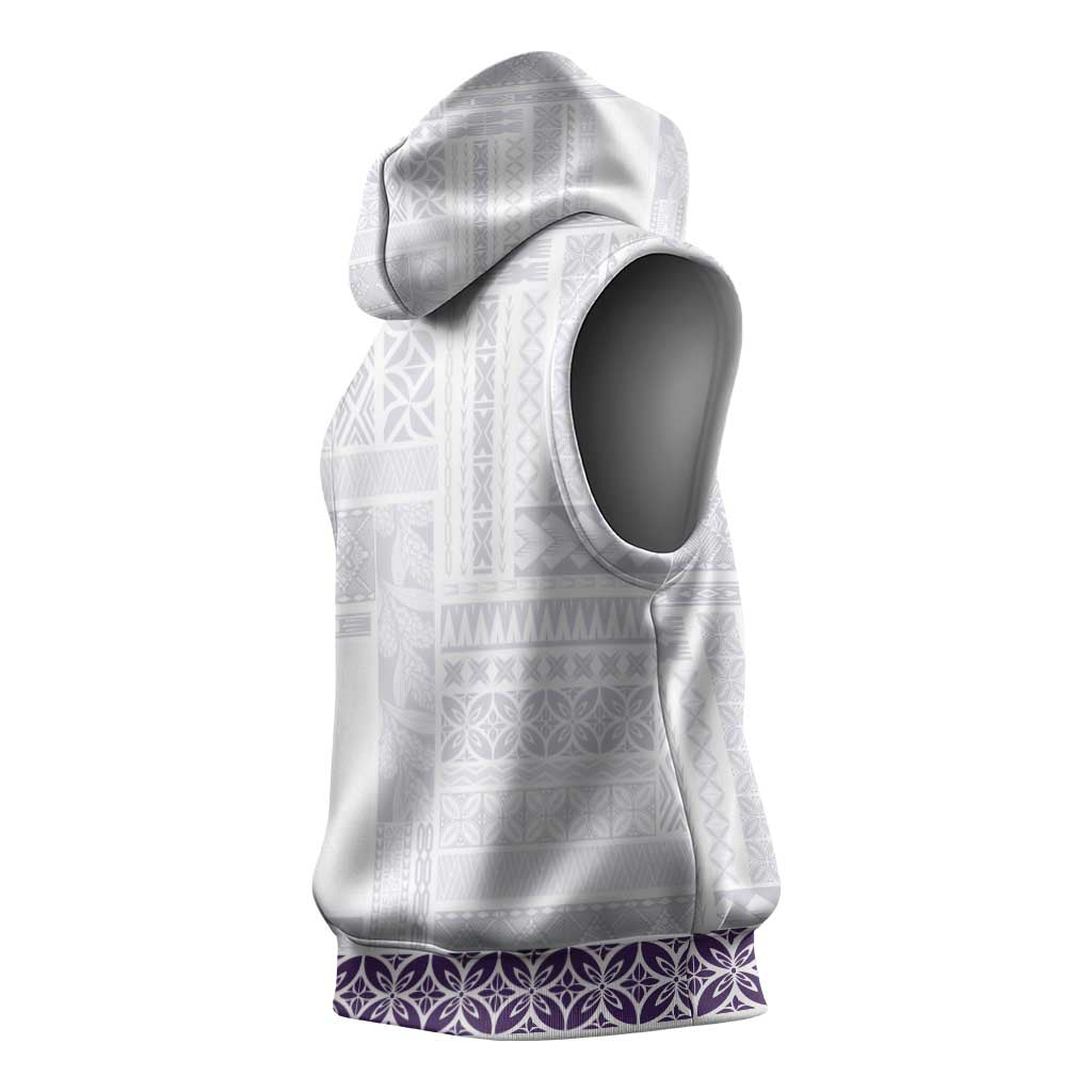 Samoa Siapo Purple Trimmed Sleeveless Hoodie Samoa White Sunday LT01 - Polynesian Pride