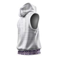 Samoa Siapo Purple Trimmed Sleeveless Hoodie Samoa White Sunday LT01 - Polynesian Pride
