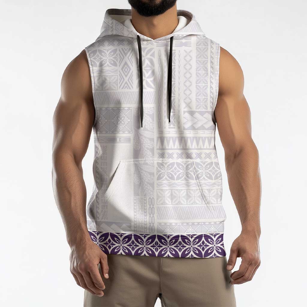 Samoa Siapo Purple Trimmed Sleeveless Hoodie Samoa White Sunday LT01 - Polynesian Pride