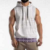 Samoa Siapo Purple Trimmed Sleeveless Hoodie Samoa White Sunday LT01 - Polynesian Pride