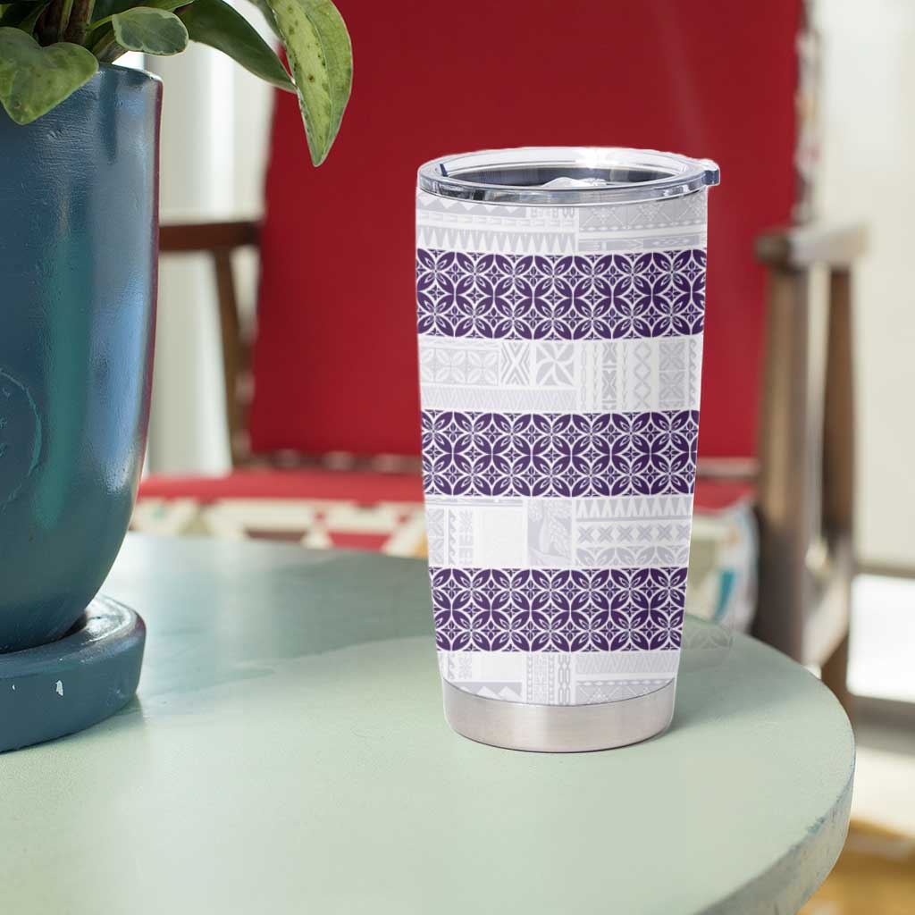 Samoa Siapo Purple Trimmed Tumbler Cup Samoa White Sunday - Polynesian Pride