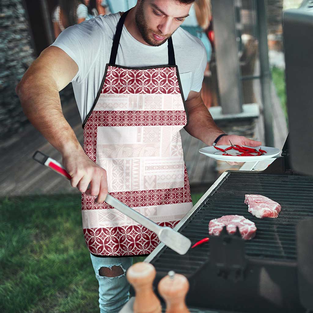 Samoa Siapo Red Trimmed Apron Samoa White Sunday - Polynesian Pride