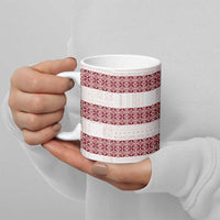 Samoa Siapo Red Trimmed Ceramic Mug Samoa White Sunday - Polynesian Pride