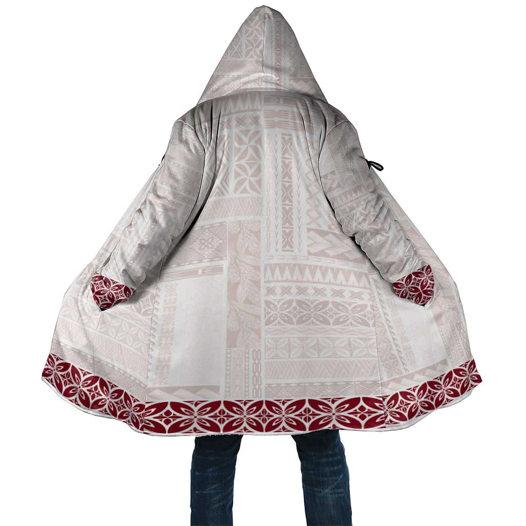 Samoa Siapo Red Trimmed Cloak Samoa White Sunday - Polynesian Pride