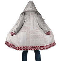 Samoa Siapo Red Trimmed Cloak Samoa White Sunday - Polynesian Pride