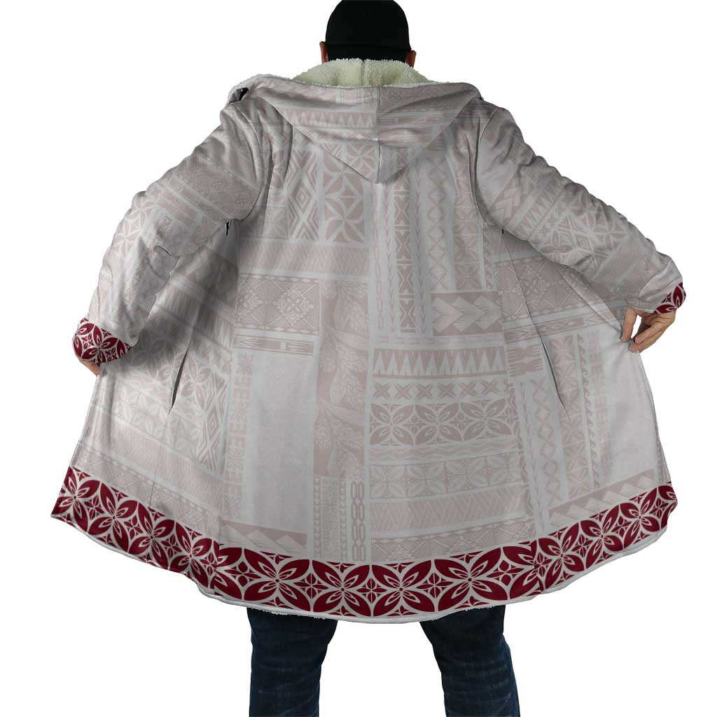 Samoa Siapo Red Trimmed Cloak Samoa White Sunday - Polynesian Pride