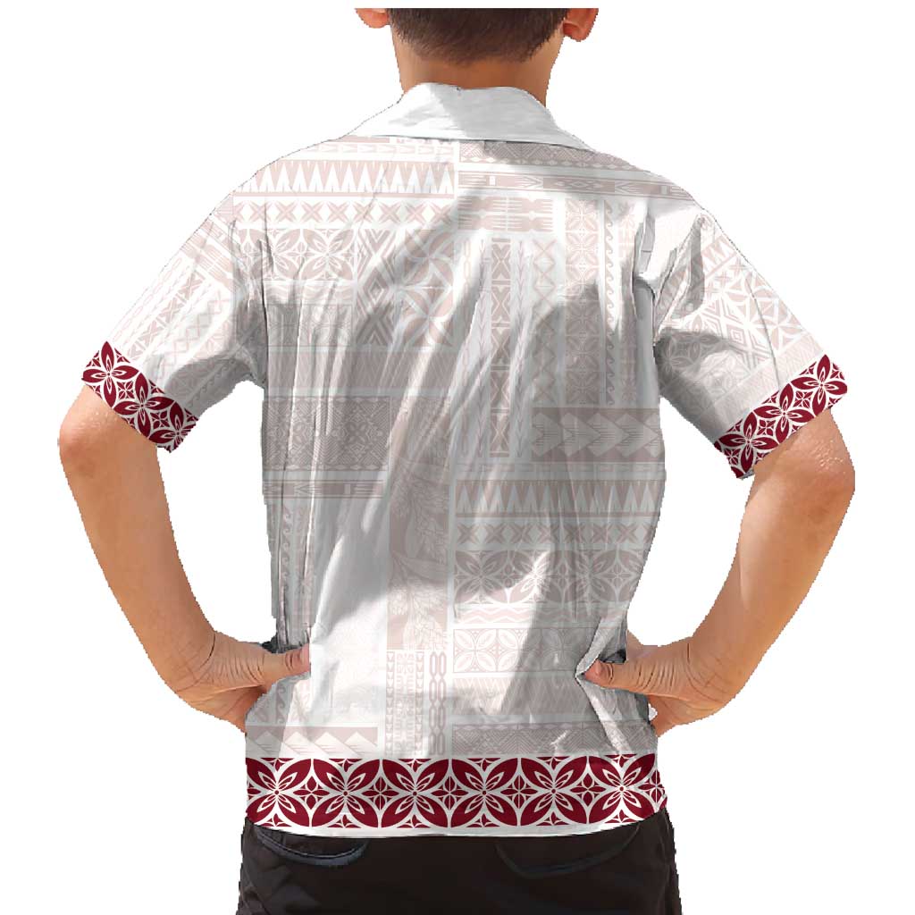 Samoa Siapo Red Trimmed Family Matching Mermaid Dress and Hawaiian Shirt Samoa White Sunday LT01 - Polynesian Pride