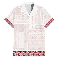 Samoa Siapo Red Trimmed Family Matching Mermaid Dress and Hawaiian Shirt Samoa White Sunday LT01 Dad's Shirt - Short Sleeve Red - Polynesian Pride