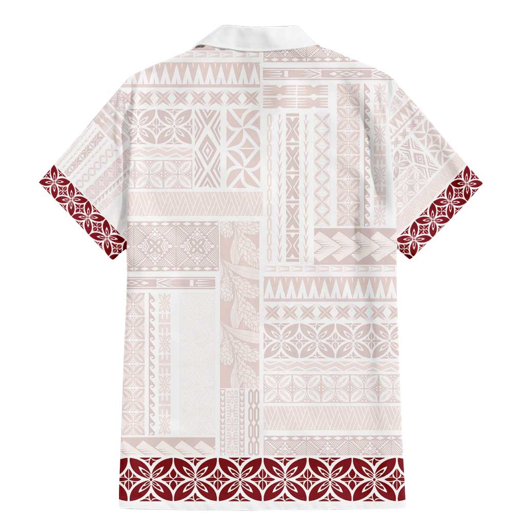 Samoa Siapo Red Trimmed Family Matching Mermaid Dress and Hawaiian Shirt Samoa White Sunday LT01 - Polynesian Pride