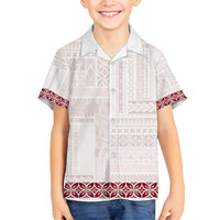 Samoa Siapo Red Trimmed Family Matching Off Shoulder Maxi Dress and Hawaiian Shirt Samoa White Sunday LT01 Son's Shirt Red - Polynesian Pride