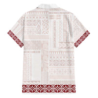 Samoa Siapo Red Trimmed Family Matching Short Sleeve Bodycon Dress and Hawaiian Shirt Samoa White Sunday LT01 - Polynesian Pride