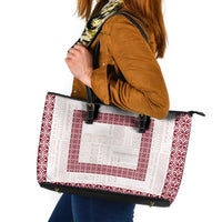 Samoa Siapo Red Trimmed Leather Tote Bag Samoa White Sunday - Polynesian Pride